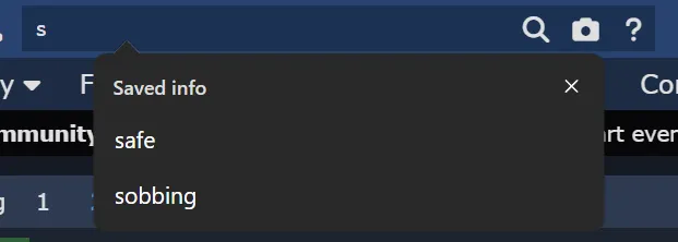 Screenshot of browser native search history completions